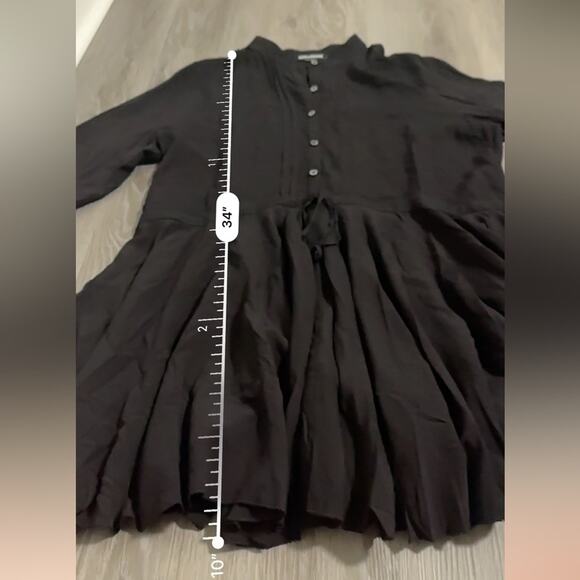 Zadig and Voltaire Ranil Black Handkerchief Hem 3/4 Sleeve‎ Button Mini Dress L - Picture 8 of 8